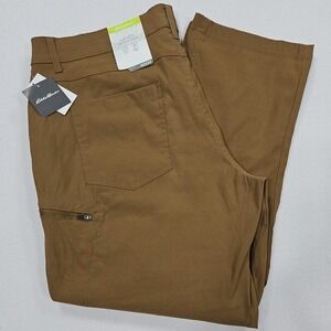 Eddie Bauer Rainier Pants Active Fit Mens 40x30 Brown Nylon Stretch UPF 50 Storm